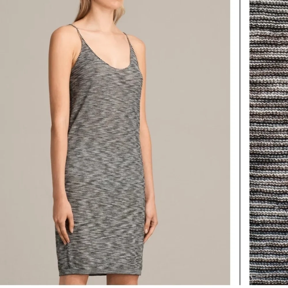 All Saints Blyth Stripe Vest Dress Size Small Black And White Stripe‎ Brand New